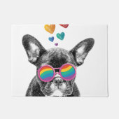 Franse Bulldog met Valentijnsdag harten Deurmat (Voorkant)