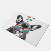 Franse Bulldog met Valentijnsdag harten Deurmat (Schuin)