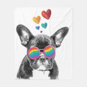 Franse Bulldog met Valentijnsdag harten Fleece Deken (Voorkant)