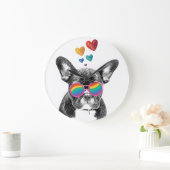 Franse Bulldog met Valentijnsdag harten Grote Klok (Huis)