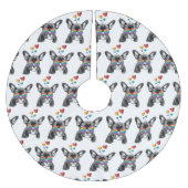 Franse Bulldog met Valentijnsdag harten Kerstboom Rok (Voorkant)