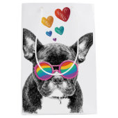 Franse Bulldog met Valentijnsdag harten Medium Cadeauzakje (Voorkant)