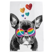 Franse Bulldog met Valentijnsdag harten Medium Cadeauzakje (Achterkant)