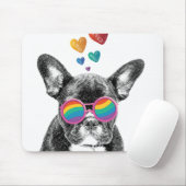 Franse Bulldog met Valentijnsdag harten Muismat (Met muis)