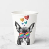 Franse Bulldog met Valentijnsdag harten Papieren Bekers (Achterkant)
