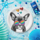Franse Bulldog met Valentijnsdag harten Papieren Bordje (Feest)