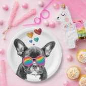 Franse Bulldog met Valentijnsdag harten Papieren Bordje (Feest)