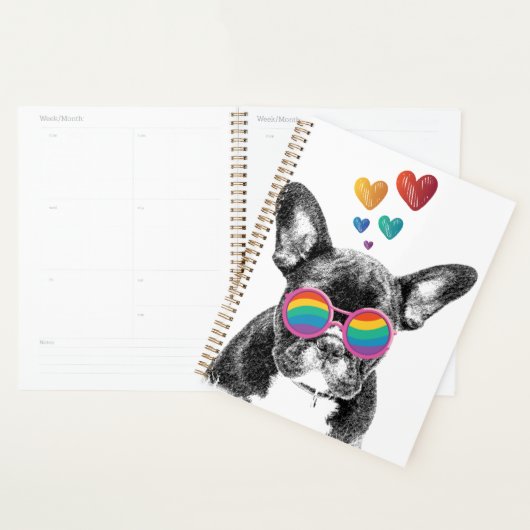 Franse Bulldog met Valentijnsdag harten Planner (Display)