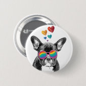 Franse Bulldog met Valentijnsdag harten Ronde Button 5,7 Cm (Voorkant /achterkant)