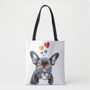 Franse Bulldog met Valentijnsdag harten Tote Bag
