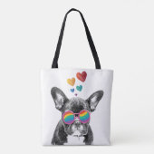 Franse Bulldog met Valentijnsdag harten Tote Bag (Achterkant)