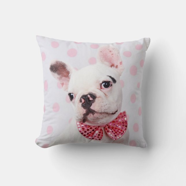 Franse Bulldog met vlinderdas Kussen (Voorkant)