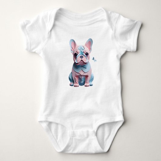 Franse Bulldog met vlinderpapier snijkunst Romper (Voorkant)