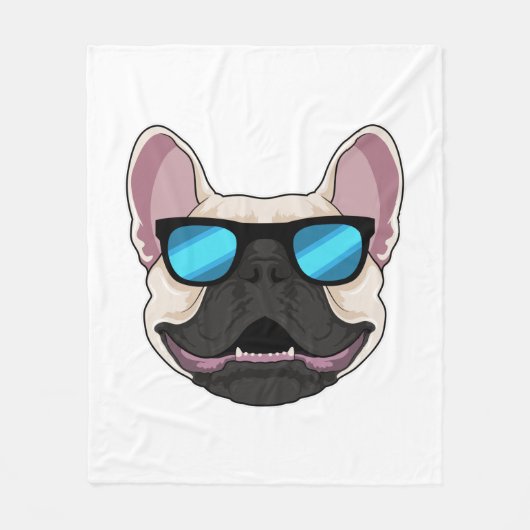 Franse Bulldog met zonnebril Fleece Deken (Voorkant)