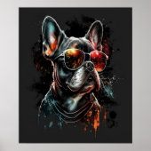 Franse Bulldog met zonnebril Poster (Voorkant)