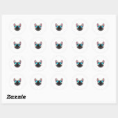 Franse Bulldog met zonnebril Ronde Sticker (Vel)