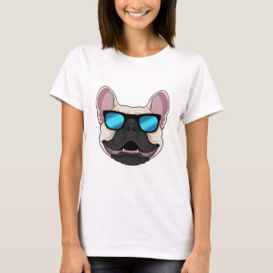 Franse Bulldog met zonnebril T-shirt