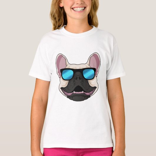 Franse Bulldog met zonnebril T-shirt (Voorkant)