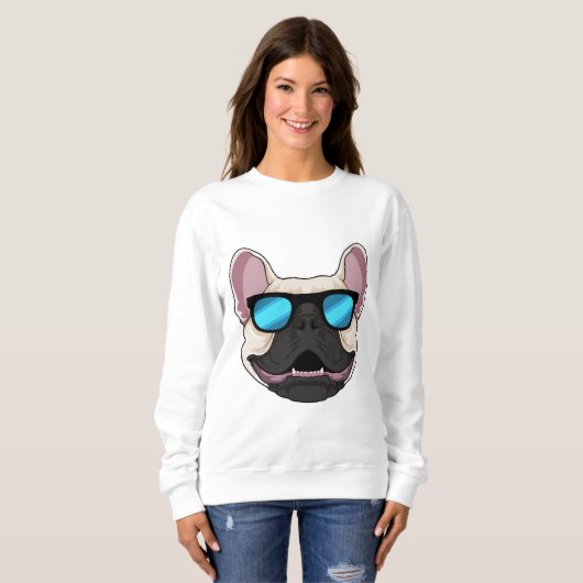 Franse Bulldog met zonnebril Trui (Voorkant volledig)