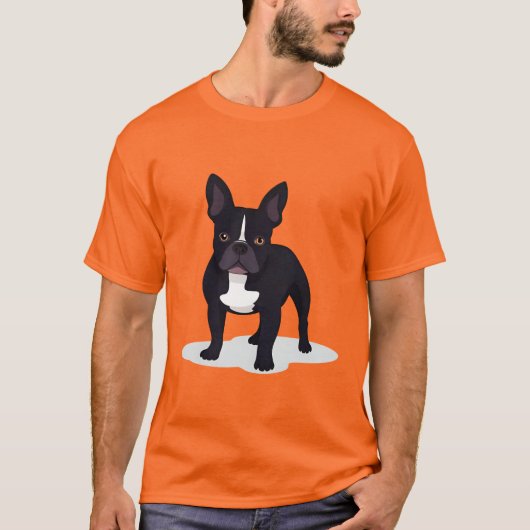 Franse Bulldog Minimaal Silhouet T-shirt (Voorkant)