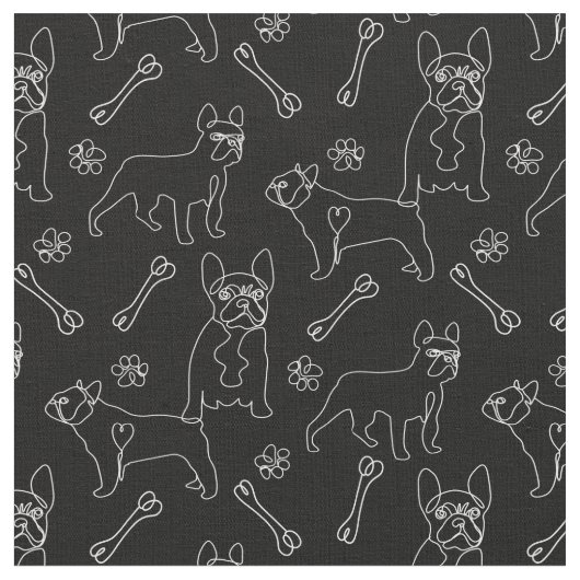 Franse Bulldog minimale lijnkunst Stof (Close Up)