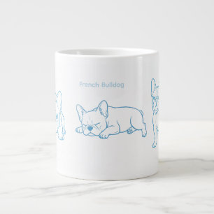 Franse Bulldog Minimalistische Lijnkunst Koffiemok Grote Koffiekop