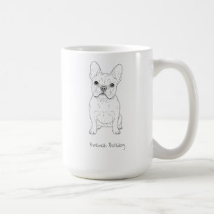 Franse Bulldog Minimalistische Lijnkunst - Voor- e Koffiemok
