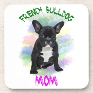 Franse Bulldog Moeder Water Kleur Olie Schilderij  Onderzetter