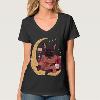 Franse Bulldog Moeder Wijn Avond T-shirt