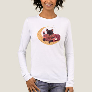 Franse Bulldog Moeder Wijn Avond Tri-Blend Shirt