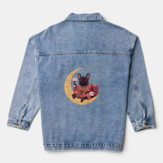 Franse Bulldog Moeder Wijn Nacht Denim Jacket