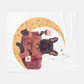 Franse Bulldog Moeder Wijn Nacht Fleece Deken (Voorkant (Horizontaal))