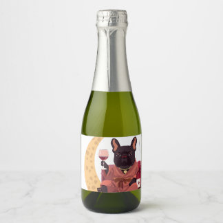 Franse Bulldog Moeder Wijn Nacht Sparkling Wijnetiket