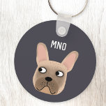 Franse Bulldog Monogram Sleutelhanger<br><div class="desc">Een leuke kleine Franse Bulldog of Frenchie. Geweldig voor hondenliefhebbers. Originele kunst van Nic Squirrell. Verander of verwijder de initialen van het monogram om te personaliseren.</div>