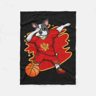 Franse Bulldog Montenegro Basketbal Fan Jersey Fleece Deken