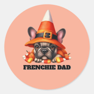 Franse Bulldog Mopshond Leuke Halloween Snoep Cost Ronde Sticker