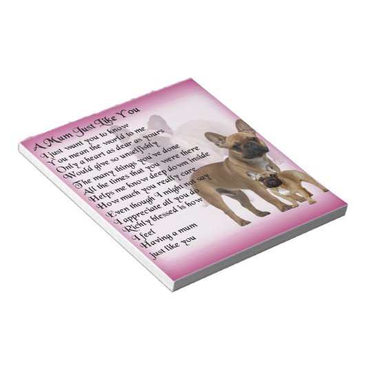 Franse Bulldog Mum Poem Notitieblok (Schuin)