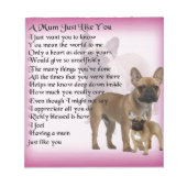 Franse Bulldog Mum Poem Notitieblok (Voorkant)