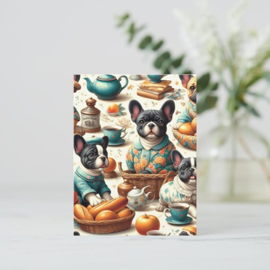 Franse Bulldog naadloos Briefkaart (Staand voorkant)