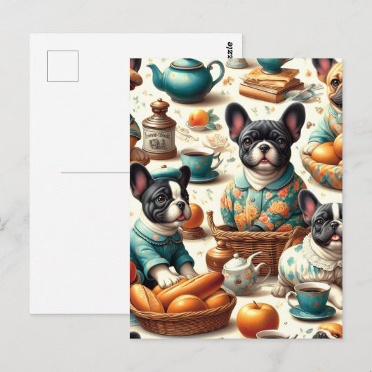 Franse Bulldog naadloos Briefkaart (Voorkant / Achterkant)