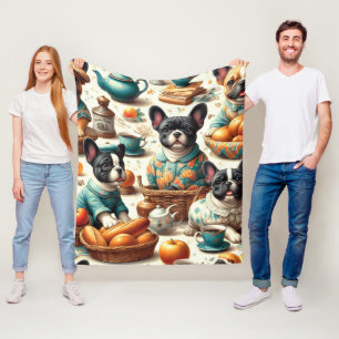  Franse Bulldog naadloos Fleece Deken