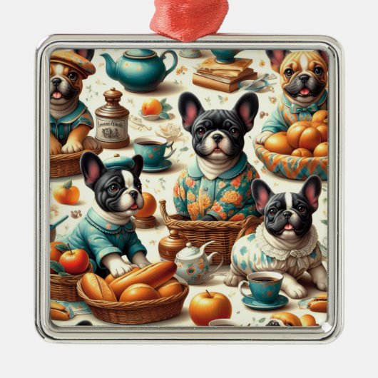  Franse Bulldog naadloos Metalen Ornament (Voorkant)