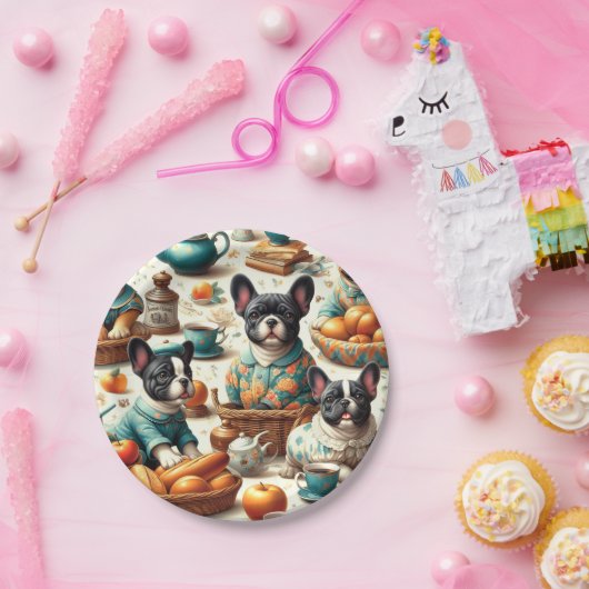  Franse Bulldog naadloos Papieren Bordje (Feest)