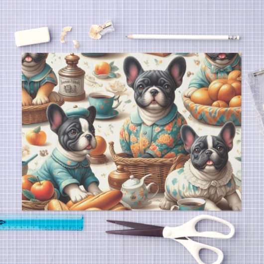  Franse Bulldog naadloos Tissuepapier (Craft)