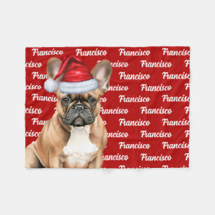 Franse Bulldog Naam Kerstvakantie Fleece Deken