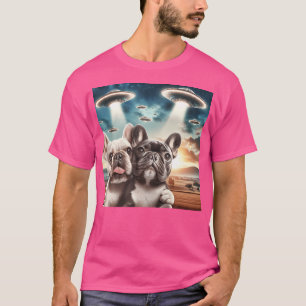 Franse Bulldog neemt een selfie UFO Frenchie Vlieg T-shirt