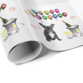 Franse Bulldog Nieuwjaar Cadeaupapier (Rol Hoek)