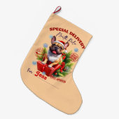 Franse Bulldog Noordpool Levering Grote Kerstsok (Voorkant (Hangend))