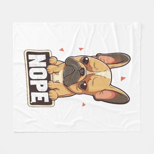 Franse Bulldog Nope Fleece Deken (Voorkant (Horizontaal))