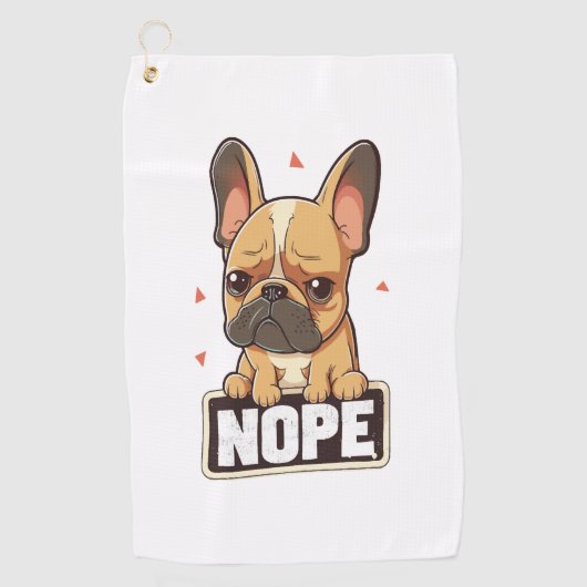 Franse Bulldog Nope Golfhanddoek (Voorkant)